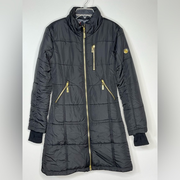 82 Degrees Fahrenheit Black Mid Length Parka Womans Puffer Coat Size Small - Picture 1 of 8